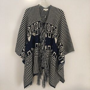New Velzera super soft knit fringe poncho One Size